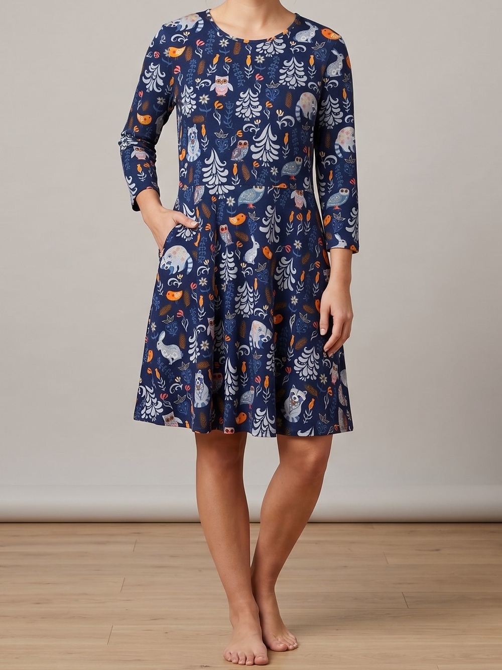 NWOT! LA SOUL WOODLAND CREATURES Brushed Knit Dress, SMALL